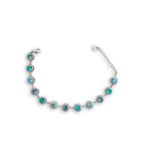 Bracciale con pietre azzurre sintetiche e zirconi